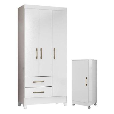 Guarda Roupa Infantil Lima E Armário Multiuso Lírio Branco Brilho – Moval