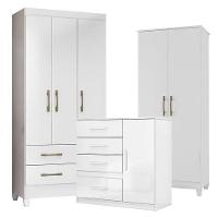 Guarda Roupa Infantil Lima Com Cômoda Vênus E Armário Multiuso Jade Branco Brilho – Moval - 1