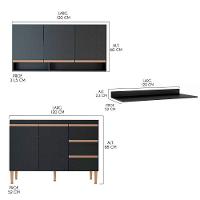 Cozinha Completa Com Balcão Sabrina 6pçs Mdp Menu Móveis Preto - 3