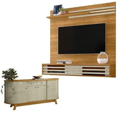 Estante Home Theater Bancada Frizz Sublime Com Aparador Para Sala Buffet Mônaco Cumaru Opala - Madetec