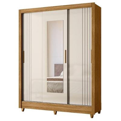Guarda Roupa Casal 3p Espelho 164 Cm Bolivia Freijo Off White Moval
