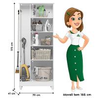 Guarda Roupa Com Espelho Infantil Madri Com Cômoda Texas E Armário Multiuso Jade Branco Brilho – Moval - 10