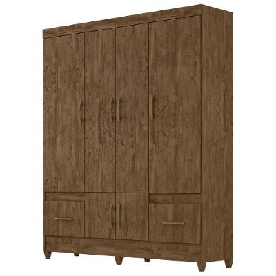 Guarda Roupa Casal MS912 6 Portas Bater Castanho Wood MDP Moval Móveis