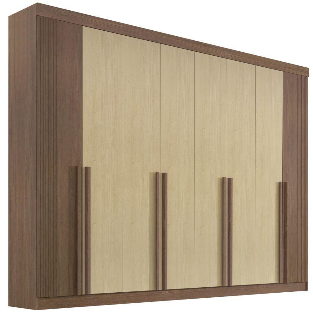 Guarda Roupa Daymont Ripado Castanho Linho 8 Portas 8 Gavetas D?doro - 1