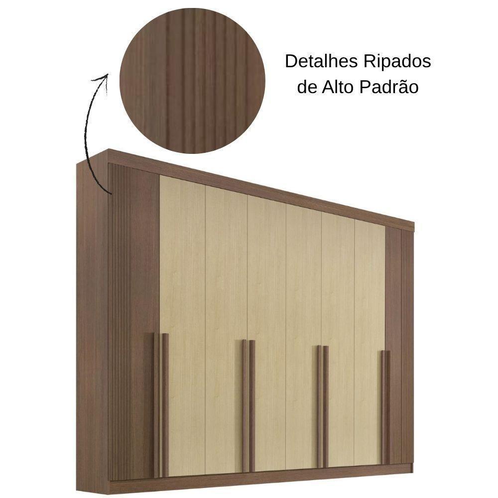 Guarda Roupa Daymont Ripado Castanho Linho 8 Portas 8 Gavetas D?doro - 4