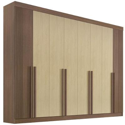 Guarda Roupa Daymont Ripado Castanho Linho 8 Portas 8 Gavetas D?doro
