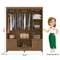 Guarda Roupa Com Espelho Casal Ms912 Com Cômoda Vênus E Armário Multiuso New íris Castanho Wood – Moval
