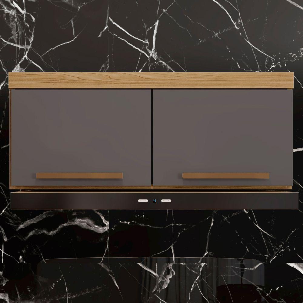 Armário Aéreo Granada 2 Portas Cinamomo Grafite Arte Móveis - 2