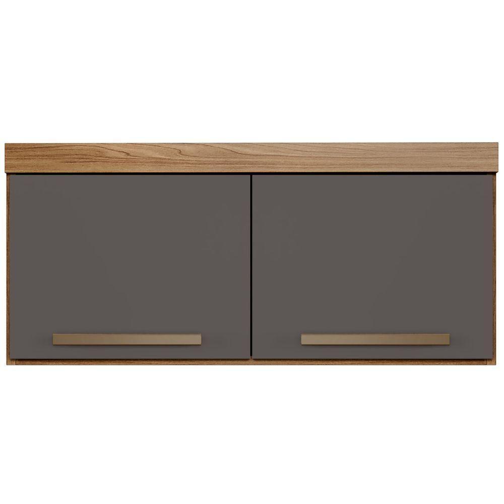 Armário Aéreo Granada 2 Portas Cinamomo Grafite Arte Móveis - 4