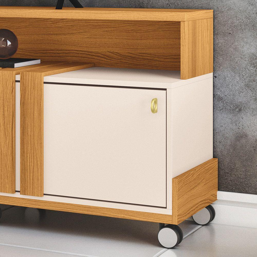 Painel Para Tv 70? Bancada Com Rodízio Karen 1.8 Cinamomo-off White H01 - DRossi - 8