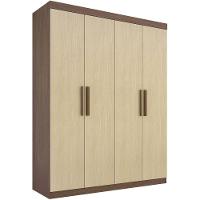 Guarda Roupa Colibri Castanho Linho 4 Portas 3 Gavetas D?doro - 1