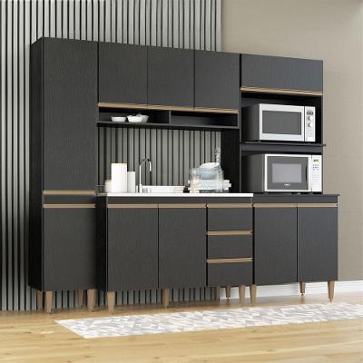 Cozinha Modulada Sabrina Balcão Pia Torre Quente Menu Móveis Preto