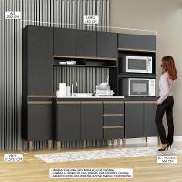 Cozinha Modulada Sabrina Balcão Pia Torre Quente Menu Móveis Preto - 3
