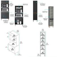 Cozinha Modulada Sabrina Balcão Pia Torre Quente Menu Móveis Preto - 6