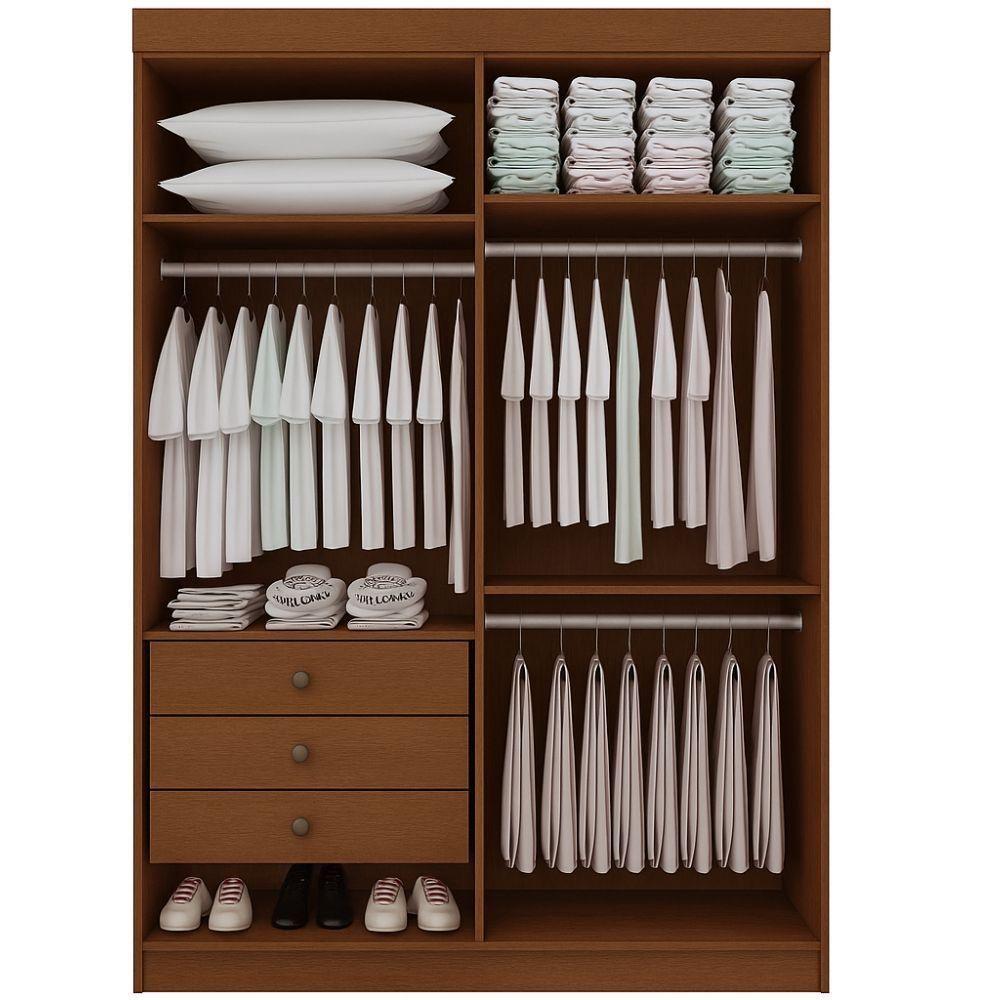 Guarda Roupa Colibri Castanho Off White 4 Portas 3 Gavetas D?doro - 2
