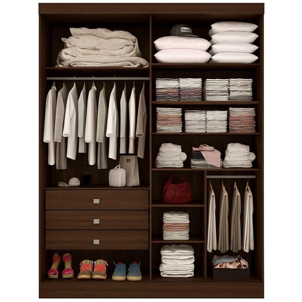 Guarda Roupa Da Vinci Plus Castanho Off White 4 Portas 3 Gavetas D?doro - 2