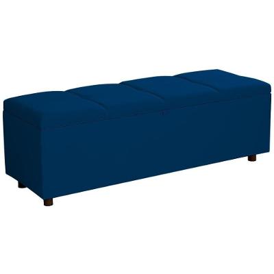 Baú Recamier Espanha Veludo Azul 140 Cm