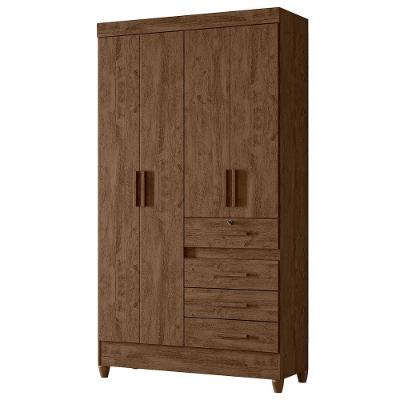 Guarda Roupa Solteiro Sobral 4p 110 Cm Castanho Wood