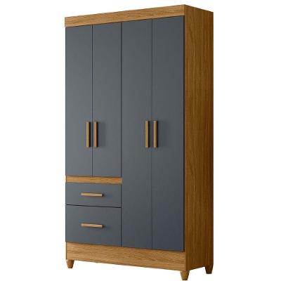Guarda Roupa Solteiro Madri 4p 110 Cm Freijo Cinza Moval