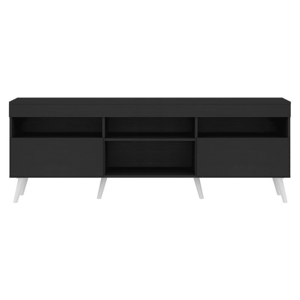 Rack Tv 65" Retrô 2 Portas Paris Multimóveis V3327 Preto/Branco Preto/Branco - 3