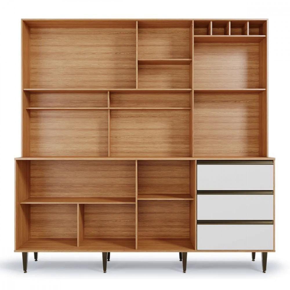 Armário De Cozinha Versatti 7 Portas 3 Gavetas Batrol Freijo Com Off White - 8