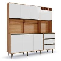 Armário De Cozinha Versatti 7 Portas 3 Gavetas Batrol Freijo Com Off White - 1