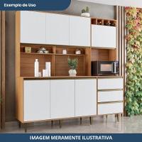 Armário De Cozinha Versatti 7 Portas 3 Gavetas Batrol Freijo Com Off White - 2