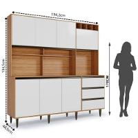 Armário De Cozinha Versatti 7 Portas 3 Gavetas Batrol Freijo Com Off White