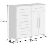 Cômoda São Paulo Cinamomo Off White 2 Portas 6 Gavetas Leifer Móveis - 2