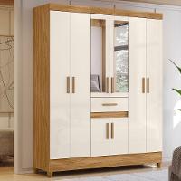 Guarda Roupa Casal Portugal 6p Espelho 165 Cm Freijo Off White Moval - 2