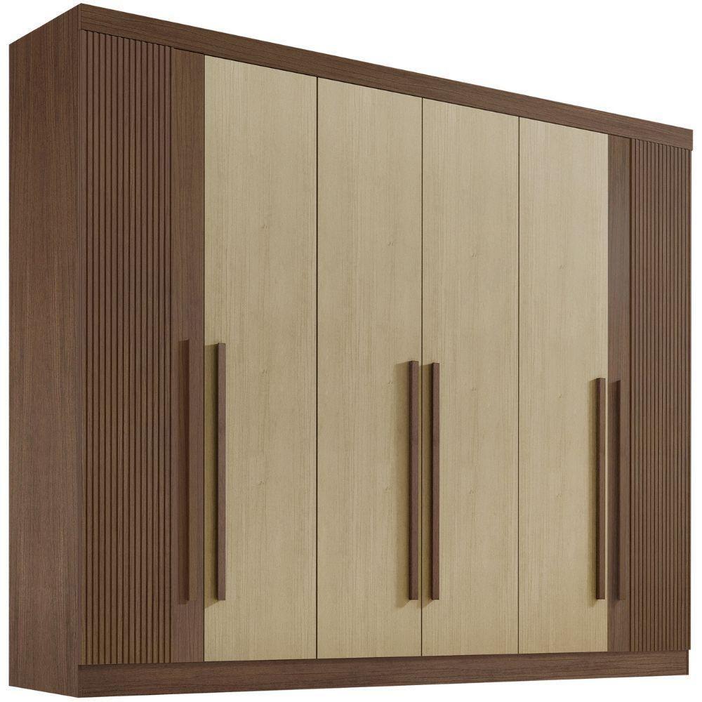 Guarda Roupa Da Vinci Plus Ripado Castanho Linho 6 Portas 6 Gavetas D?doro - 1