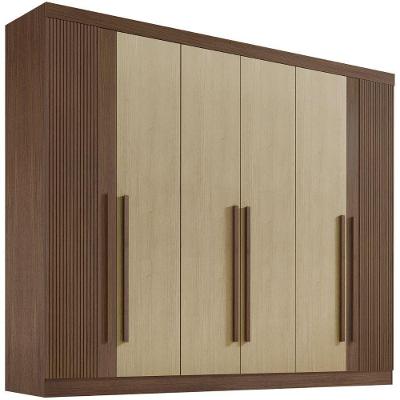 Guarda Roupa Da Vinci Plus Ripado Castanho Linho 6 Portas 6 Gavetas D?doro