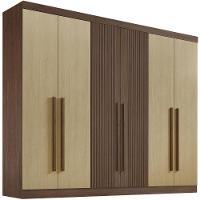 Guarda Roupa Da Vinci Plus Ripado Castanho Linho 6 Portas 6 Gavetas D?doro - 6