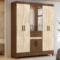 Guarda Roupa Casal Portugal 6p Espelho 165 Cm Castanho Wood Avela Wood Moval - 2