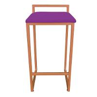 Conjunto 02 Banqueta Alta Industrial Pietra Suede Base Cobre DRossi Roxo - 6