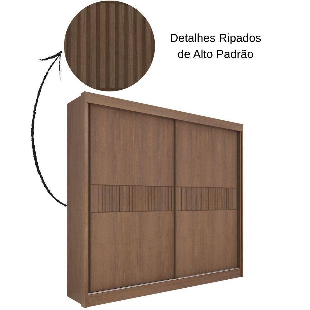 Guarda Roupa Cancun Ripado Castanho Off White 2 Portas 6 Gavetas D?doro - 6
