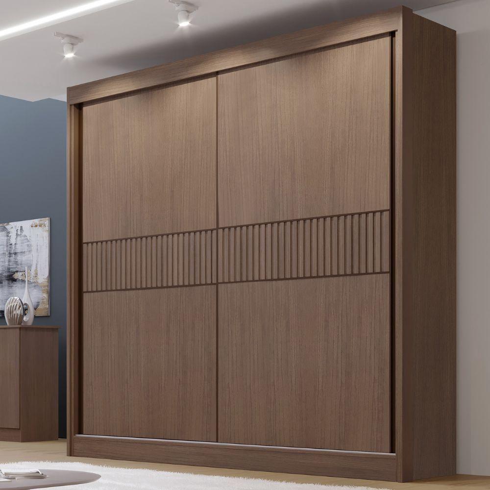 Guarda Roupa Cancun Ripado Castanho Off White 2 Portas 6 Gavetas D?doro - 8