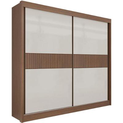 Guarda Roupa Cancun Ripado Castanho Off White 2 Portas 6 Gavetas D?doro