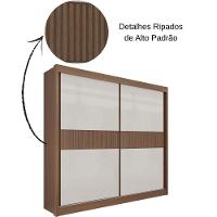 Guarda Roupa Cancun Ripado Castanho Off White 2 Portas 6 Gavetas D?doro - 5