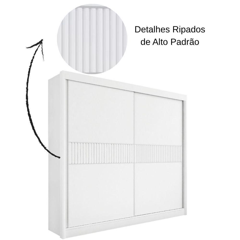 Guarda Roupa Cancun Ripado Branco 2 Portas 6 Gavetas D?doro - 4