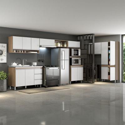 Armário De Cozinha Sabrina 360x202cm 7 Peças Mdp Menu Móveis Branco