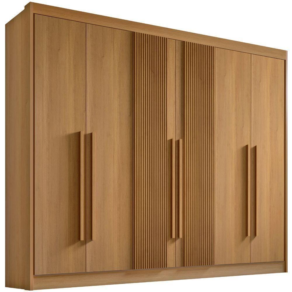 Guarda Roupa Athos Ripado Cinamomo 6 Portas 7 Gavetas D?doro - 1