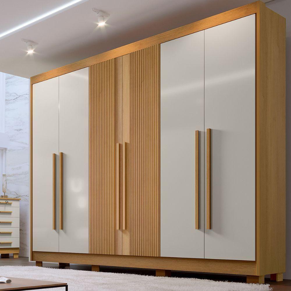 Guarda Roupa Athos Ripado Cinamomo Off White 6 Portas 7 Gavetas D?doro - 2