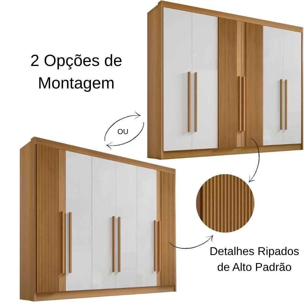Guarda Roupa Athos Ripado Cinamomo Off White 6 Portas 7 Gavetas D?doro - 5