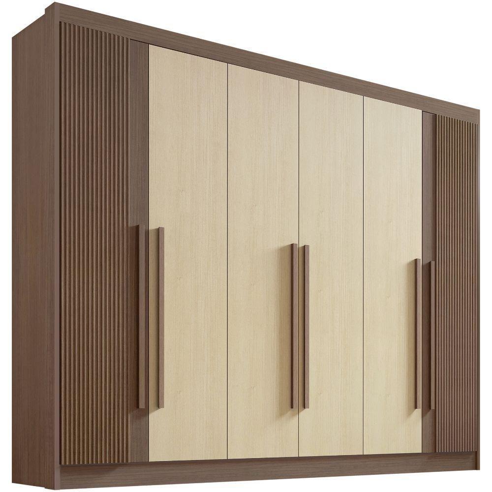 Guarda Roupa Athos Ripado Castanho Linho 6 Portas 7 Gavetas D?doro - 5