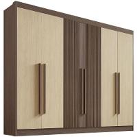 Guarda Roupa Athos Ripado Castanho Linho 6 Portas 7 Gavetas D?doro - 1