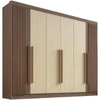 Guarda Roupa Athos Ripado Castanho Linho 6 Portas 7 Gavetas D?doro - 5
