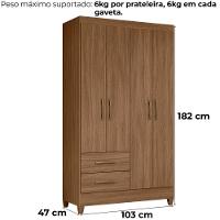 Guarda Roupa Solteiro Chile 4p 103 Cm Carvalho Moval Carvalho - 3
