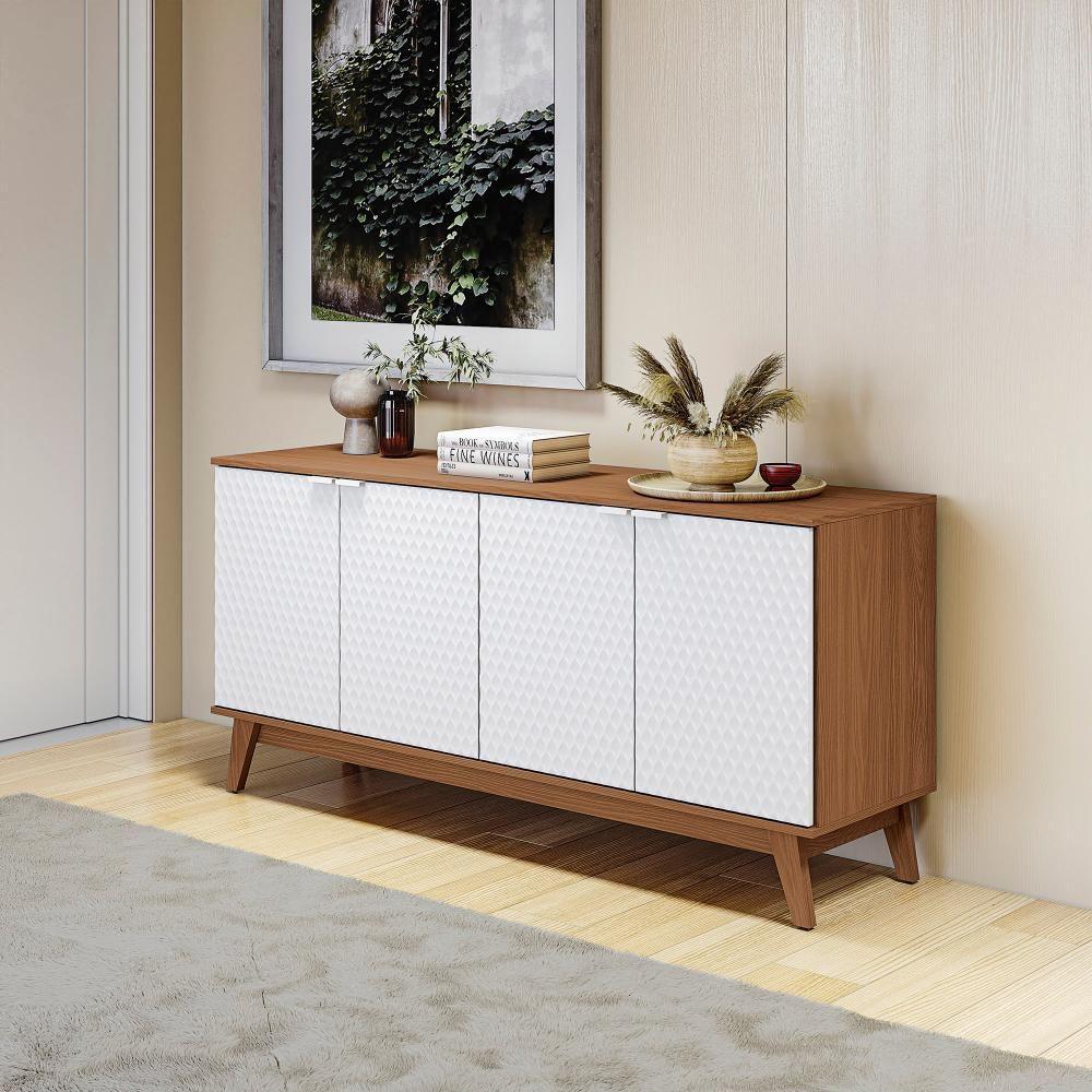 Aparador Kappesberg 4 Portas 3d Canela-branco 180cm - 1