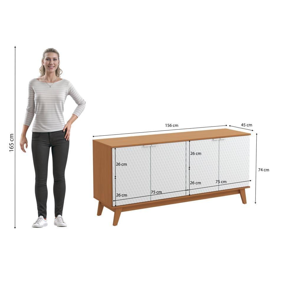 Aparador Kappesberg 4 Portas 3d Canela-branco 180cm - 3